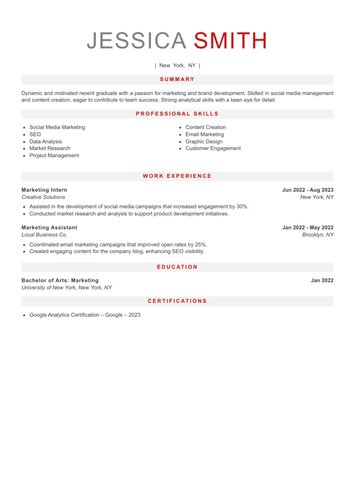 resume sample 5