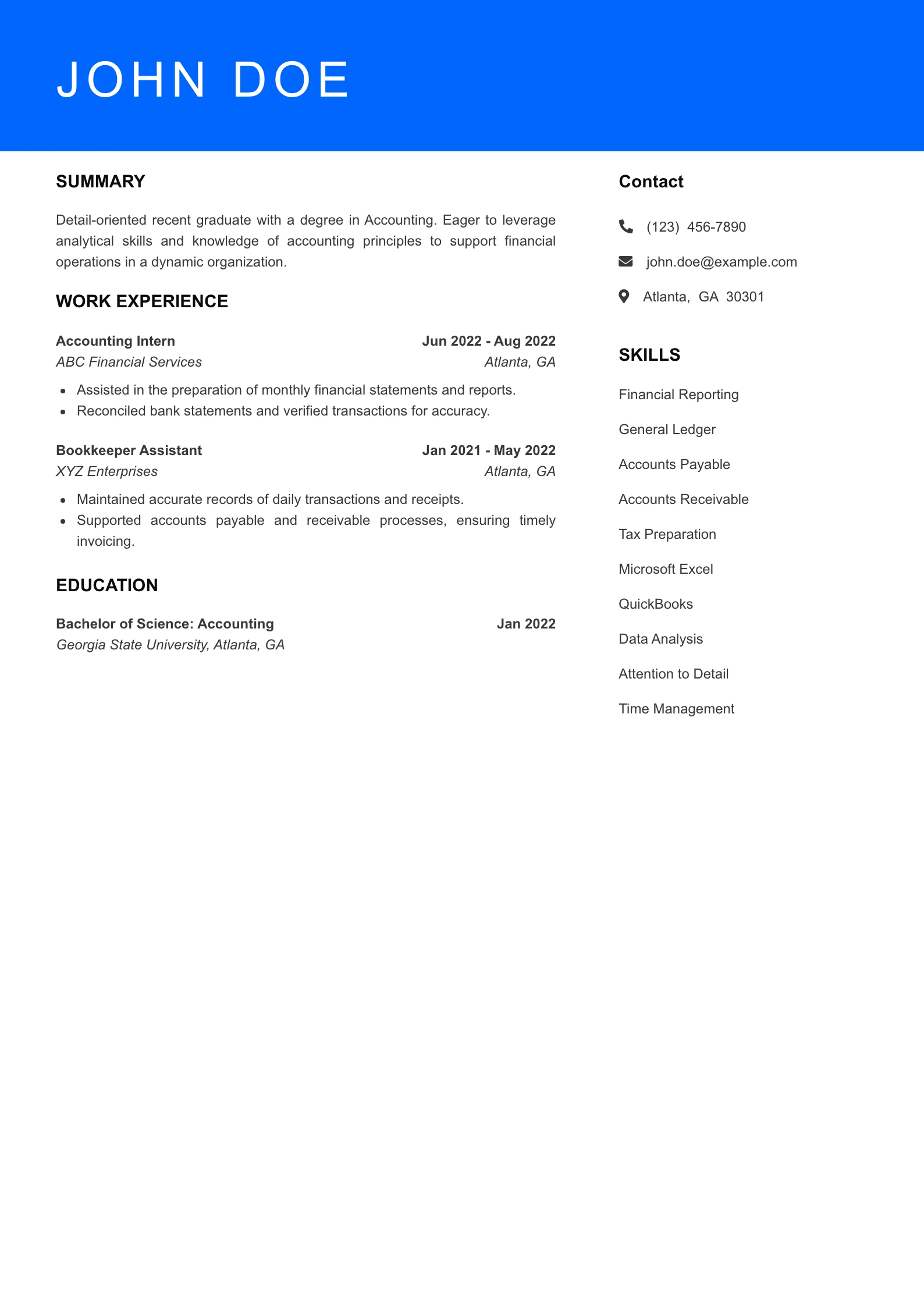 Selected Accountant Resume