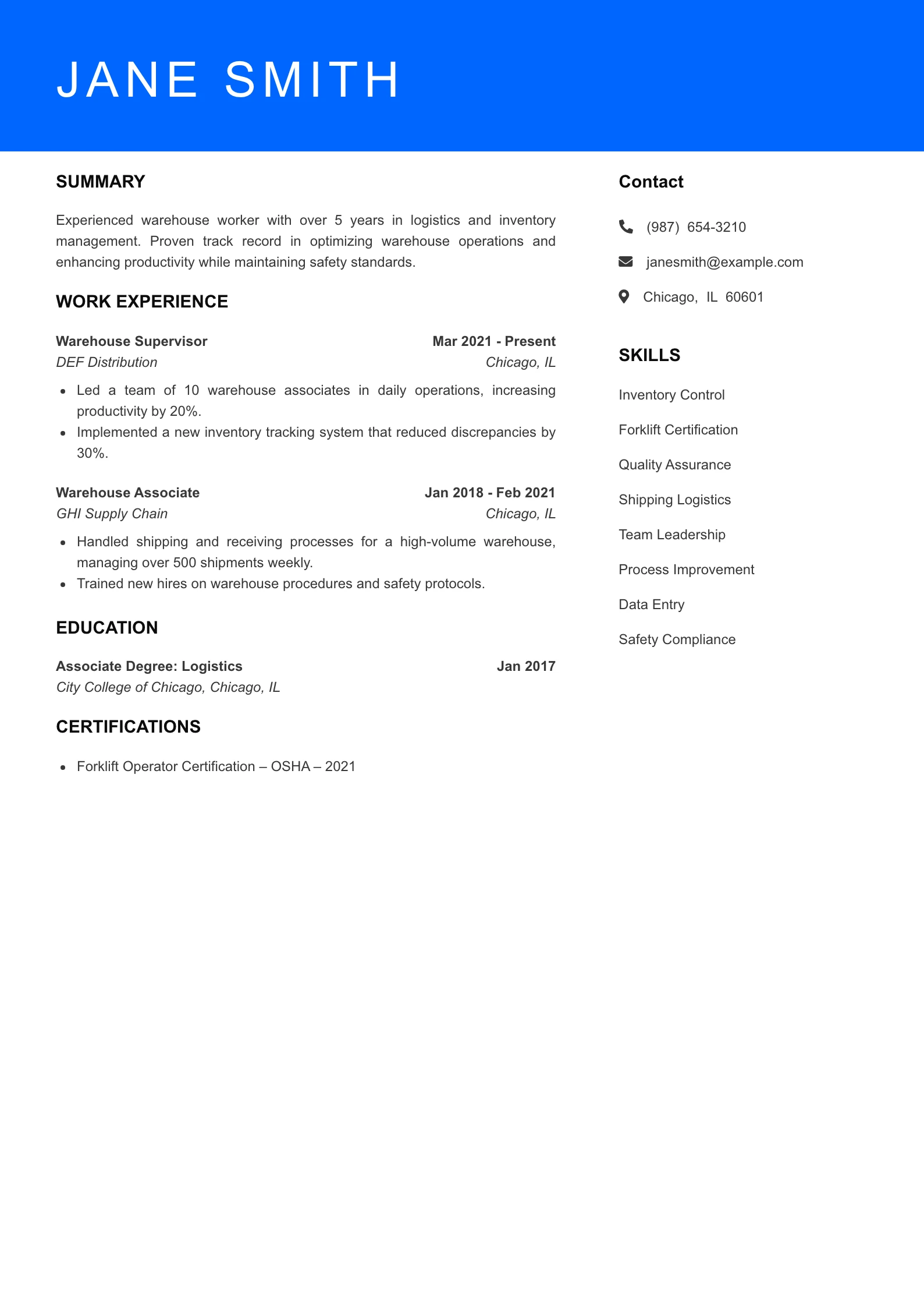 Mid Level Resume Preview